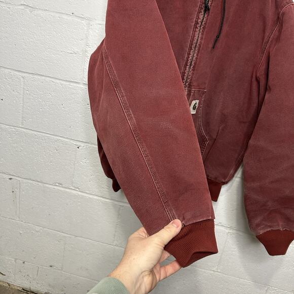 Vintage Carhartt Quilted Hooded Active Jacket “Brick Red” - Picture 7 of 12